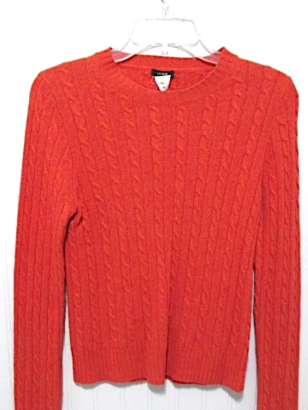 J.Crew Rusty Orange Cable Knit Cashmere Blend Sweater, Size M